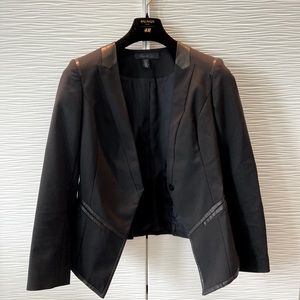Black Blazer with Leather Detail